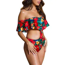 Мода Новая летняя пляжная одежда для купания женский летний сексуальный облегающий купальник-бикини с принтом, обмотанный цельный купальник