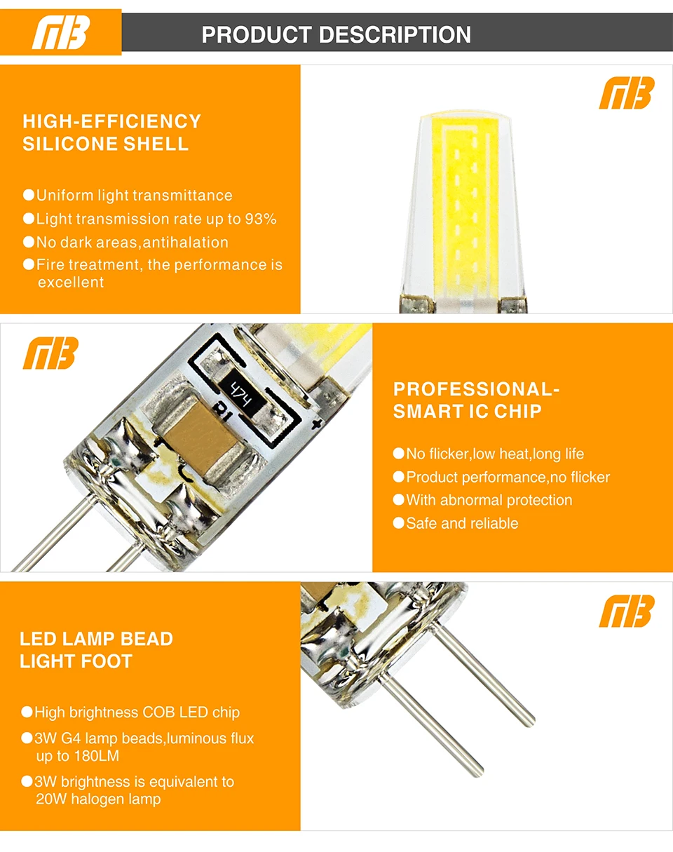 5 шт. G4 светодиодный COB бисер 3 Вт AC 220 В DC 12 В теплый белый холодный белый галогенная лампа вставленная кристальная лампа для повседневной