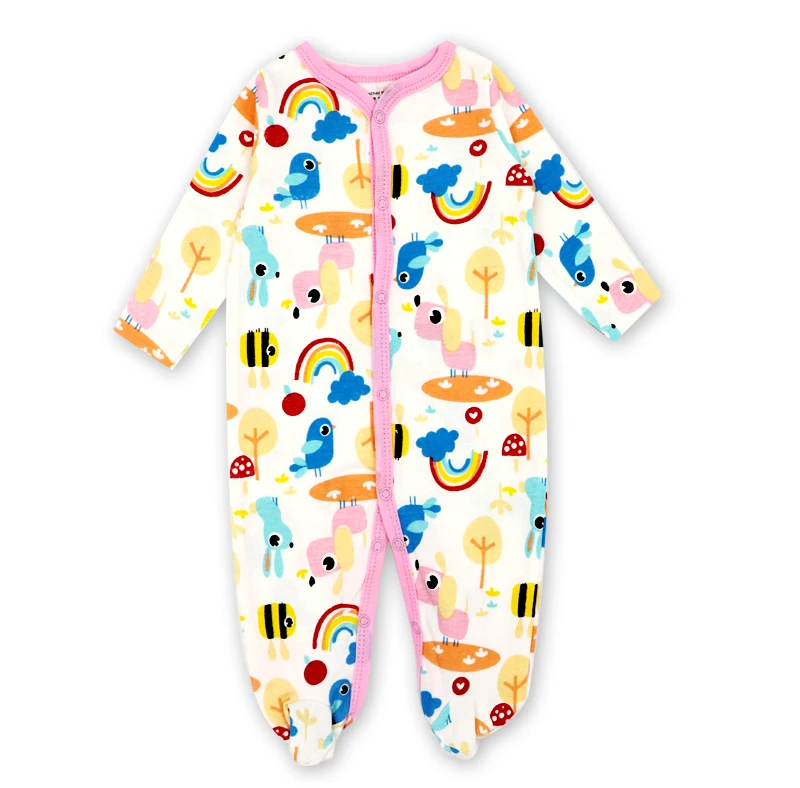 Baby Romper Long Sleeves Cotton Comfortable Baby Pajamas Cartoon Printed Newborn Baby Boy Girl Clothes
