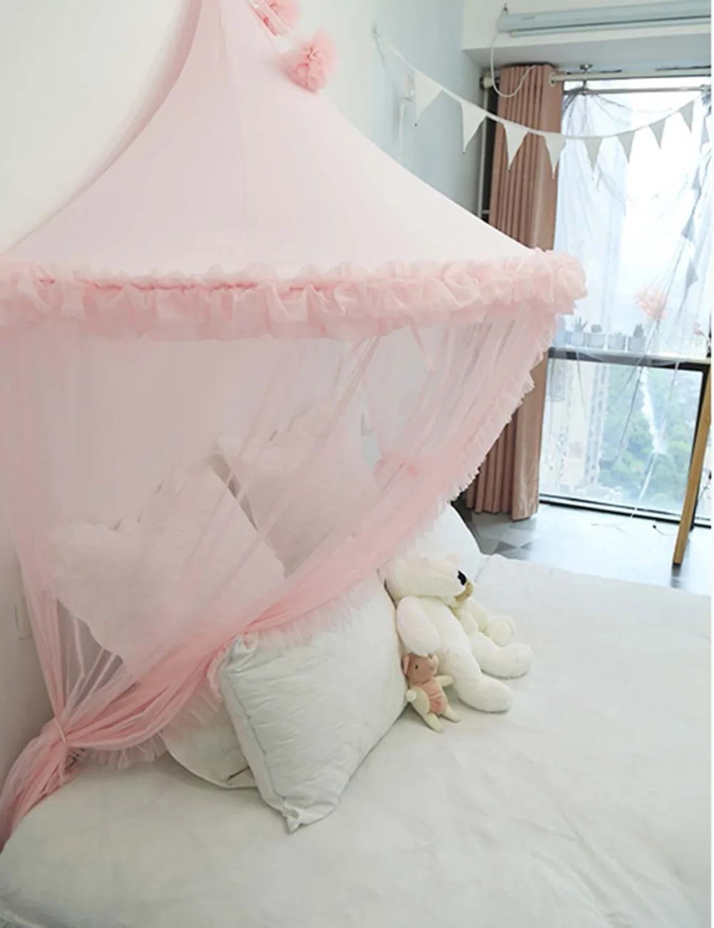 Baby Girls Mosquito Net Tent Bed Canopy Curtains Toddler Infant Crib Netting Cot Mosquito Net Pink Grey White Kids Play Tents