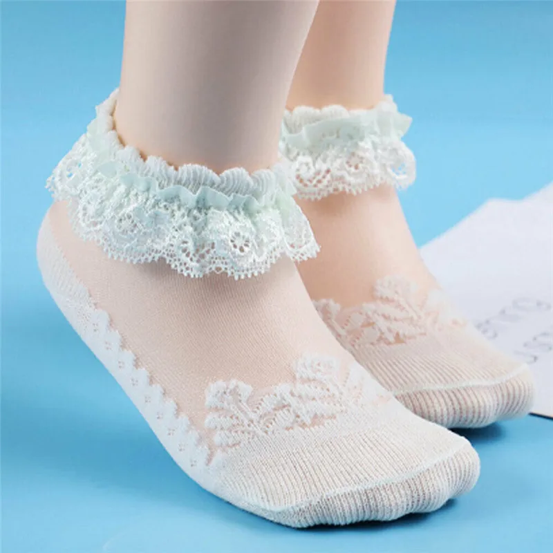 Милые носки для маленьких девочек кружевные детские носки принцессы для маленьких девочек с оборками, младенец, девочка, малыш, розовые, белые носки для маленьких девочек - Цвет: As Photo Shows
