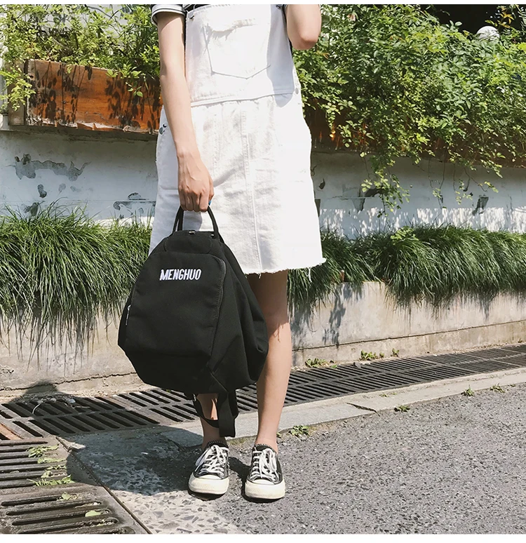 Menghuo Solid Color Multifunctional Bag Canvas Backpack Women Mochila School Bag for Travel Backpacks School Backpack for Girls (33)