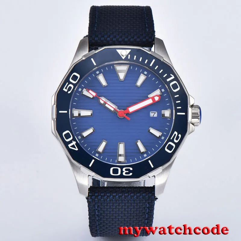 

47mm parnis black dial big crown power reserve ST2542 automatic mens watch P95