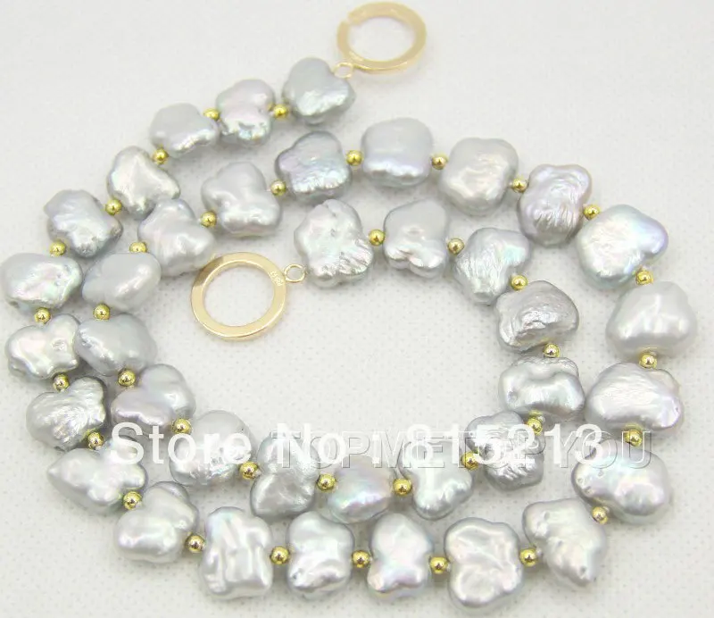 

ddh00177 Charming 19" natural baroque gray pearls necklace