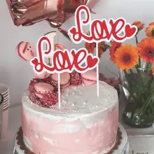 10 шт. кекс Toppers любовь буквы блеск романтическая еда выбирает Декор кекса для дня рождения Свадебные украшения