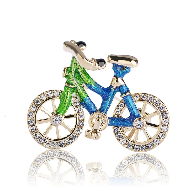Blucome Enamel Bicycle Brooches For Women Man Bike Broach Dress Sweater Decoration Esmalte Crystals Broches Hijab Scarf Corsage