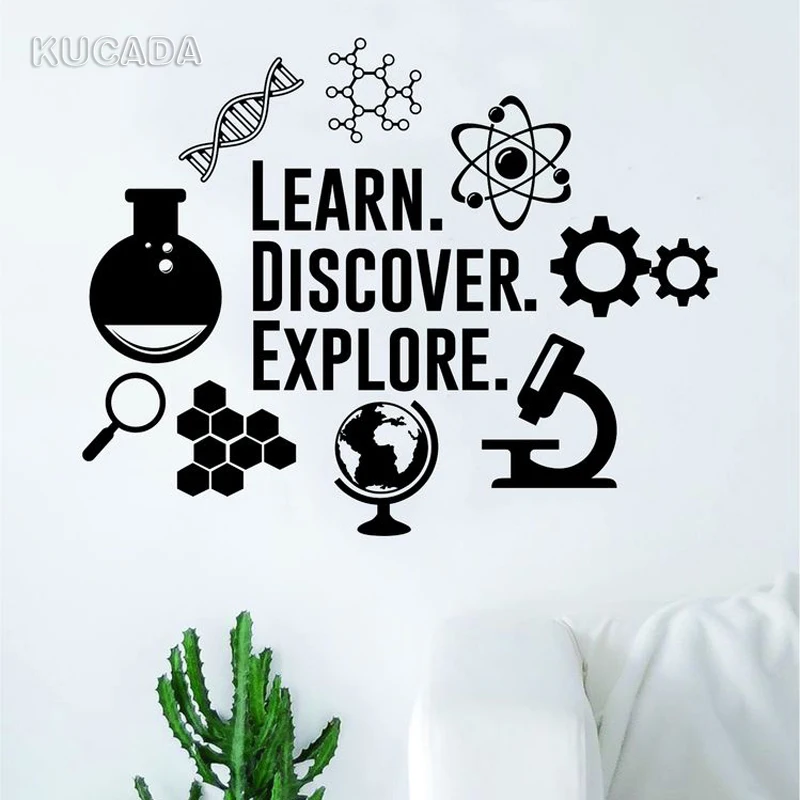 

Learn Discover Explore Science Decal School Classroom Decorative wall sticker Children's room Home Decoration gift JG3990