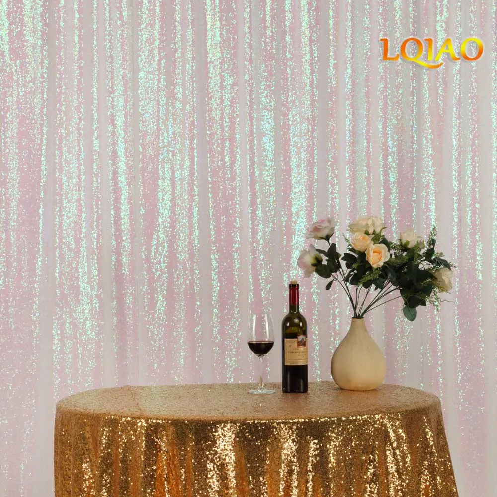 10FT*10FT Changed White Shimmer Sequin Fabric Backdrop Sequin Curtains