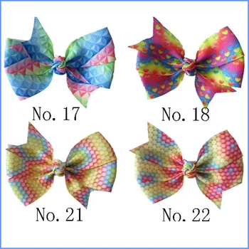 

100 BLESSING Girl 3.25" Diamond Rainbow Abby Hair Bow Clip Unicorn Clover Fruit