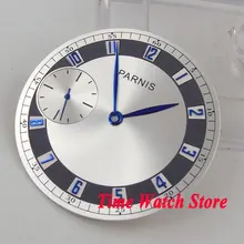 38,3 мм серебряные часы с циферблатом синие метки подходят для eta 6497 ST3600 Мужские часы с ручным заводом(циферблат+ стрелки) D101