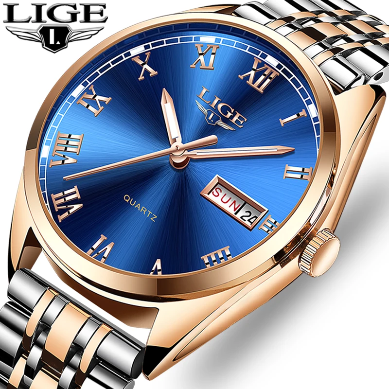 

2019 LIGE Rose Gold Women Watches Date Business Quartz Watch Ladies Top Brand Luxury Stainless Steel Girl Clock Relogio Feminin