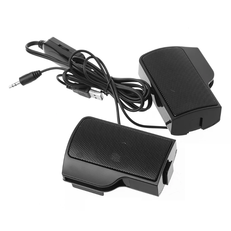 

OOTDTY 1 Pair Mini USB Powered Line Control Stereo Clip-On Speaker For Notebook Laptop