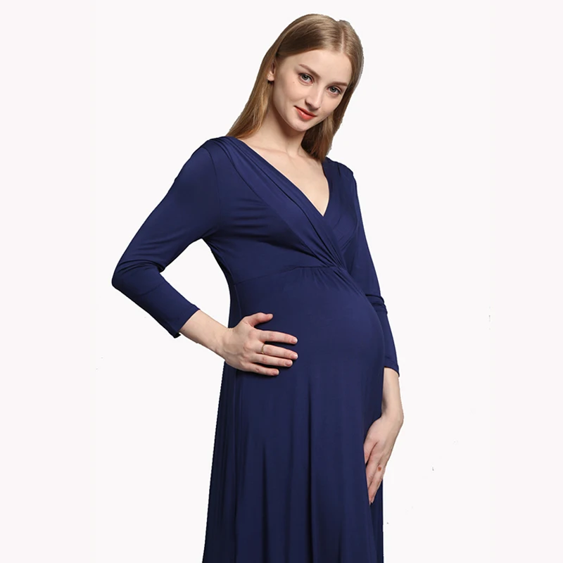 Lycra Maternity Formal Dress for Pregnant Women Fashion V neck Evening ...