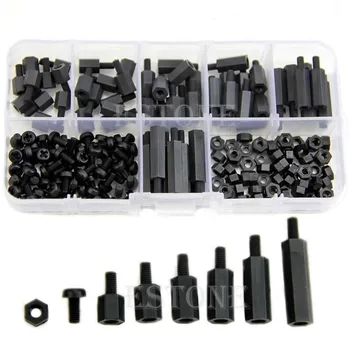 M3 Nylon Black Hex M-F Spacers/ Screws/ Nuts Assorted Kit, Standoff  Free shipping-Y103