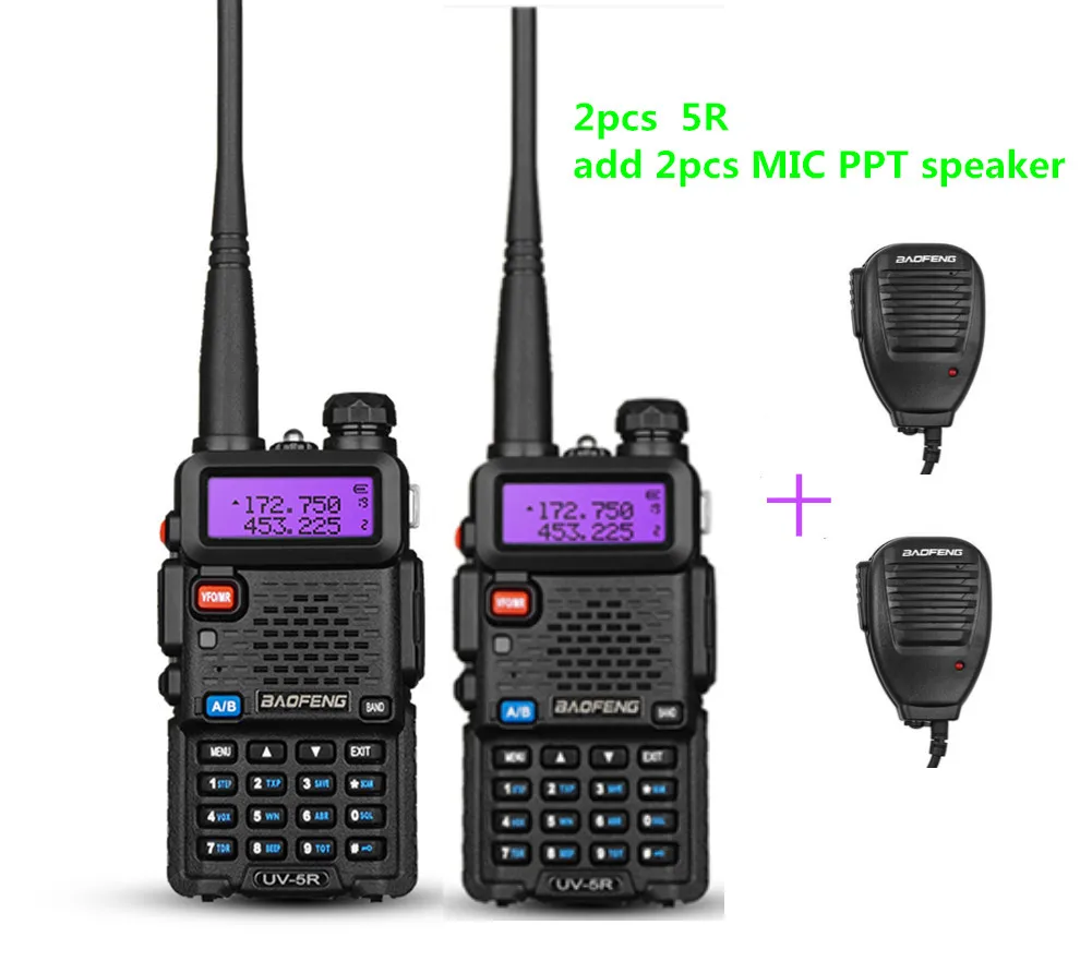 2 шт. baofeng UV-5R dual band портативная рация приемопередатчик cb радио communicator UV5R портативный двухстороннее радио с аксессуарами