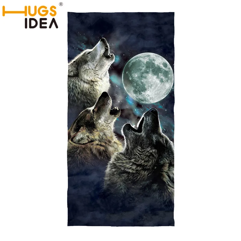 HUGSIDEA Wolf Night Print абсорбирующее банное полотенце Moon спортивные пляжные полотенца