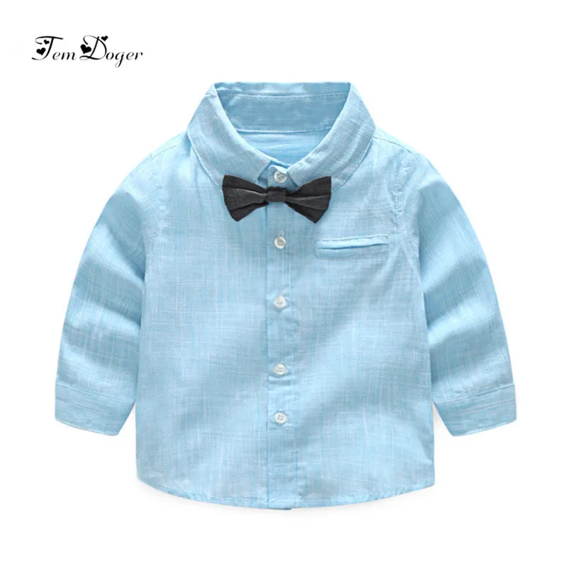 

Tem Doge 2018 Spring Baby Boys Shirt Cotton Shirts for Infant Boy Casual Bow-tie Tops Newborn Gentleman Shirts Bebes Boy Blouse