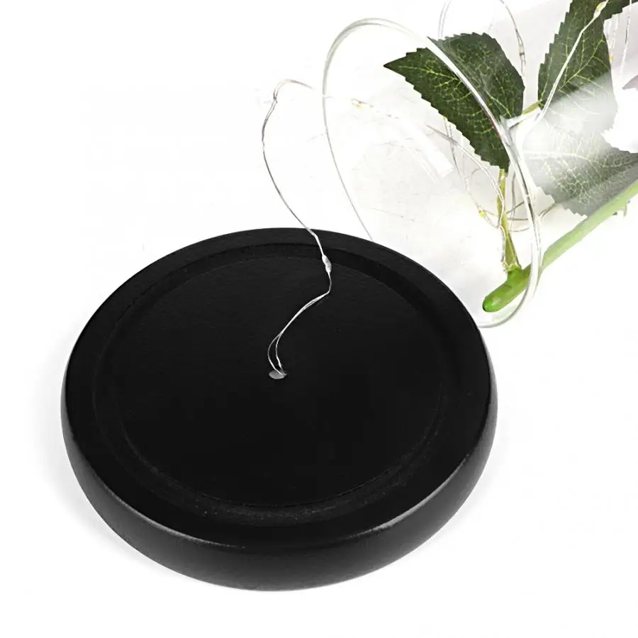 LED Rose Flower Night Light With Glass Cover Base For Valentine's Day Wedding Chrismas Birthday Party Gift