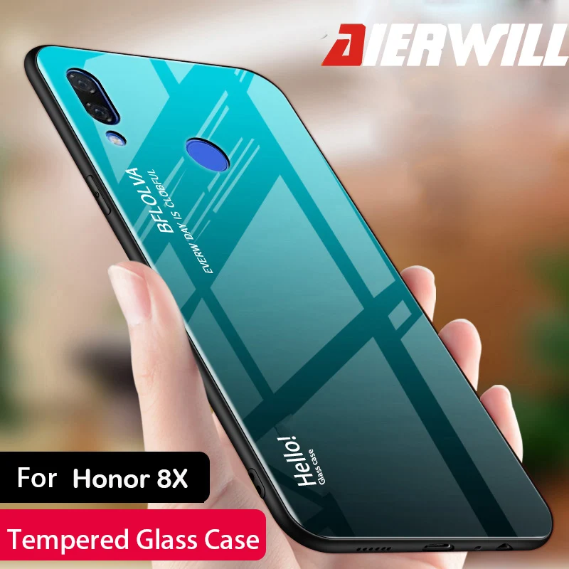 Чехол для huawei Honor 8x роскошный градиентный 9 H закаленное стекло чехол телефона Honor8x