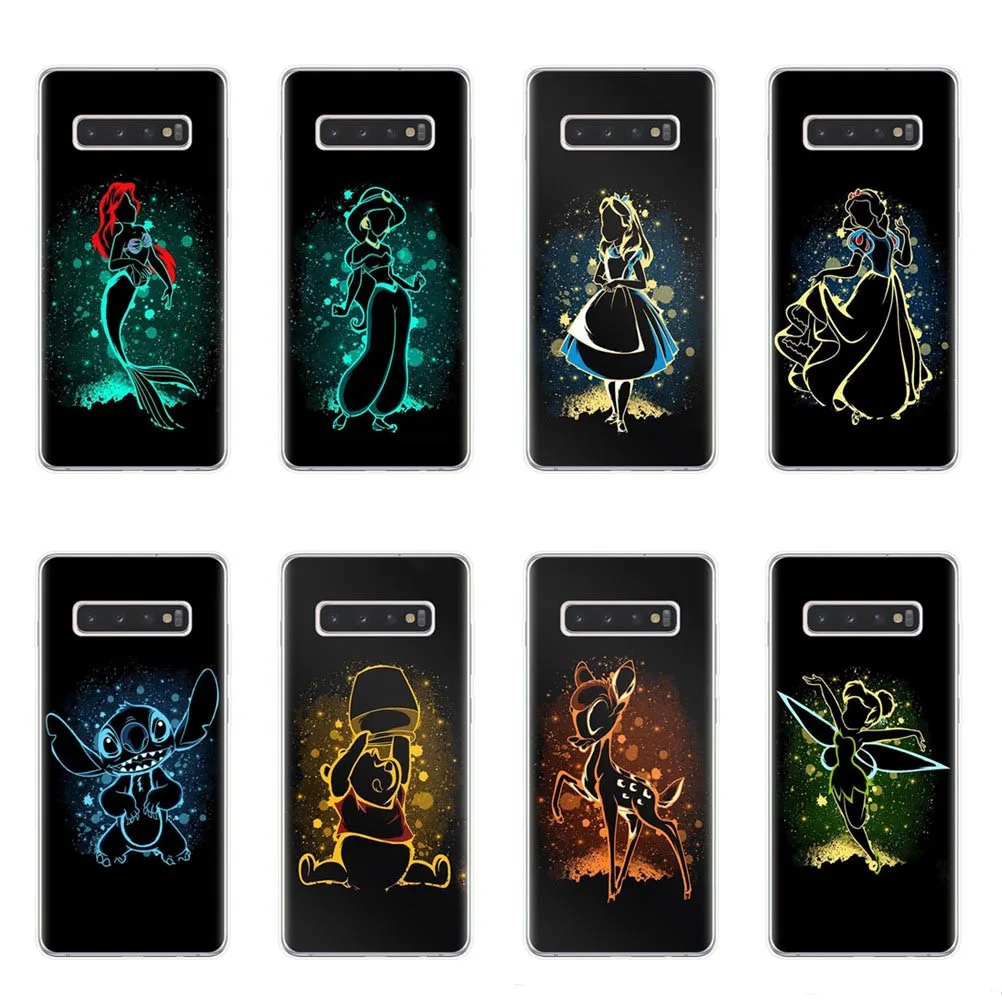 

Cute Snow White Alice Little Mermaid Stitch Bambi Case For Samsung Galaxy S6 S7 Edge S8 S9 S10 Plus Lite 5G S10E TPU Phone Cover