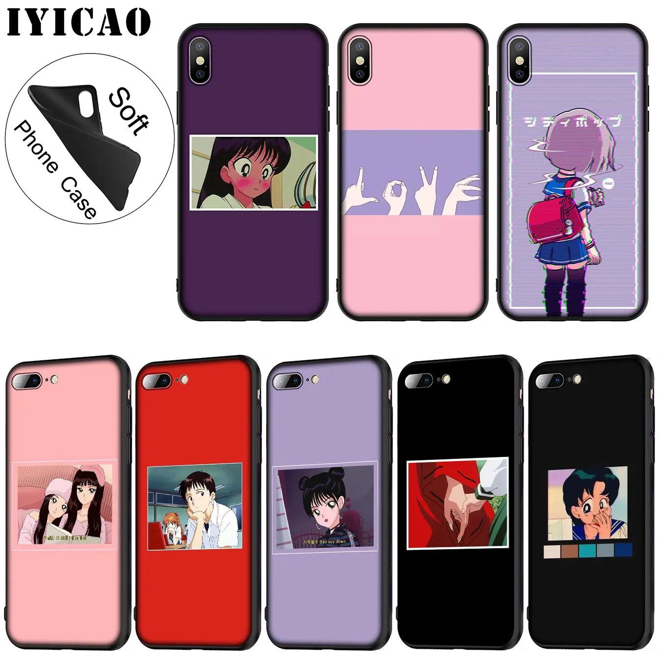 IYICAO Japanese anime Love Friend ART Soft Silicone Phone Case for iPhone XR X XS 11 Pro Max 6 6S 7 8 Plus 5 5S SE 10 Cover |