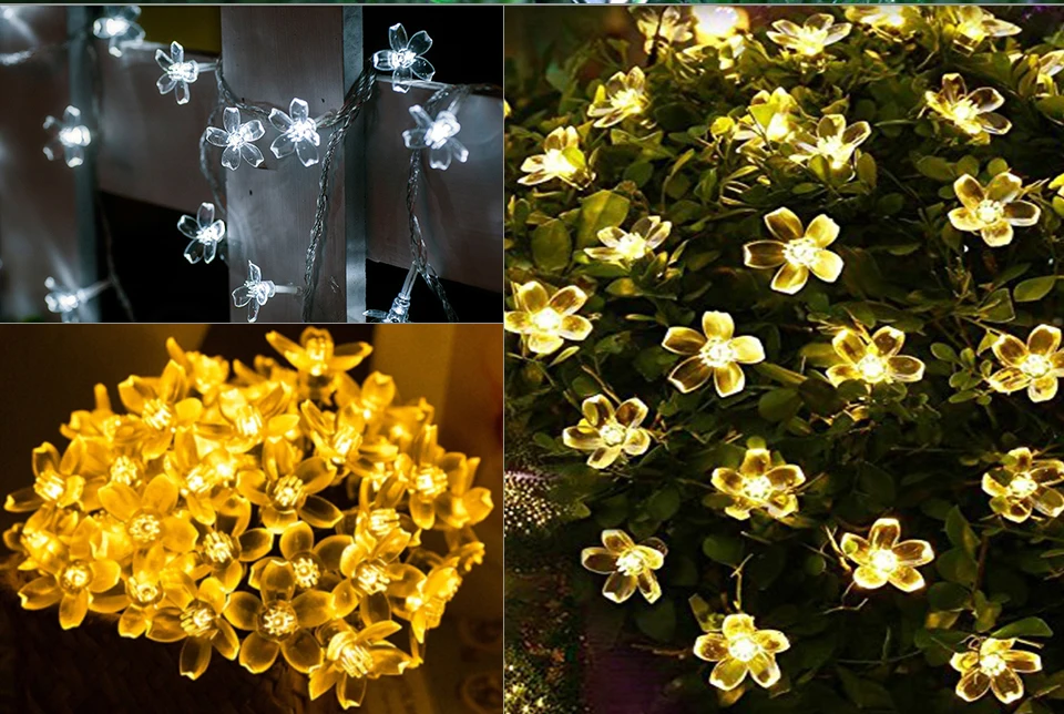 6M 7M Sakura Flower Solar 8Mode Waterproof Lamp Power RGB LED String Fairy Lights Garden Christmas Holiday Outdoor Decor (10)