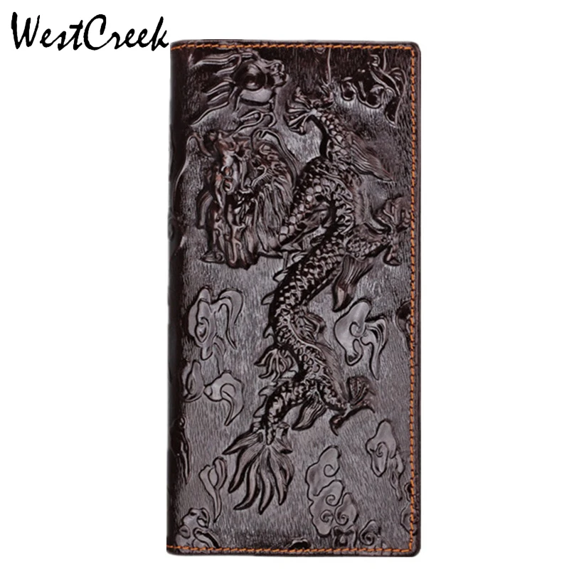 

WESTCREEK Brand Unique Design Chinese dragon Pattern Genuine Leather Men's Wallets High Quality Really Leather Purse by GMW008