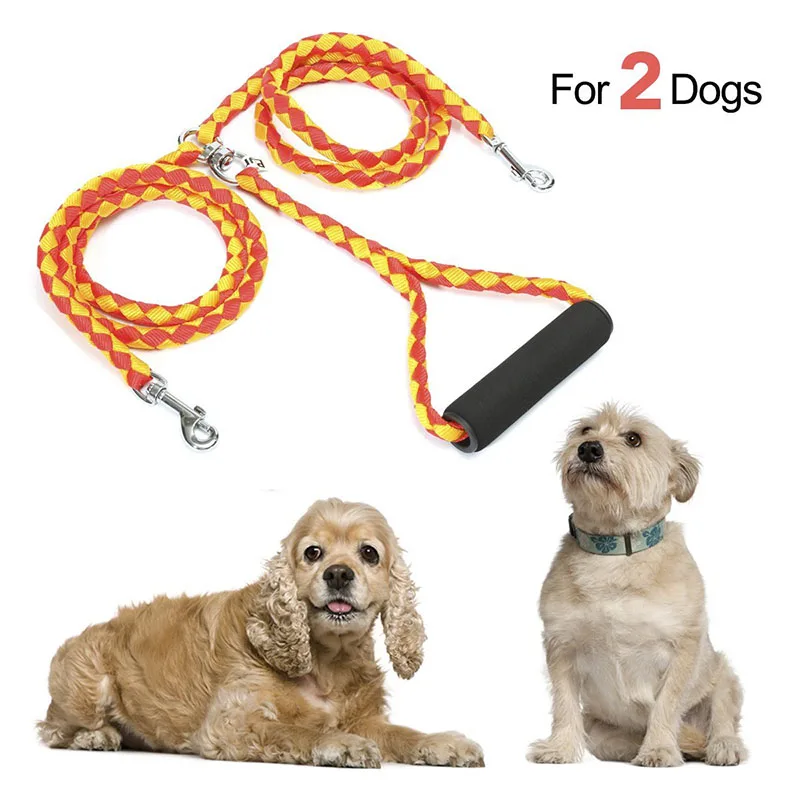 Double Lead Walking Leash WALK Two DOGS Leash COUPLER Double Dog Belt