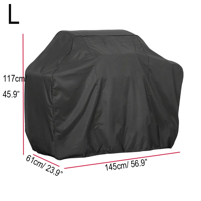 L 145x117x61cm Размер XS-XXL черная Водонепроницаемая Крышка для гриля принадлежности для барбекю Гриль Крышка против пыли дождь газовая, угольная электрический барбекю гриль - Цвет: L 145x117x61cm