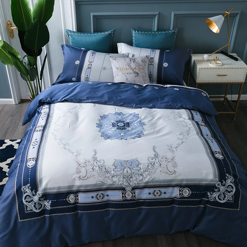 

Luxury 60S Egypt Cotton Printed Palace Classical Bedding Set Silky Soft Duvet Cover Bed Sheet Pillowcases Queen King size 4Pcs