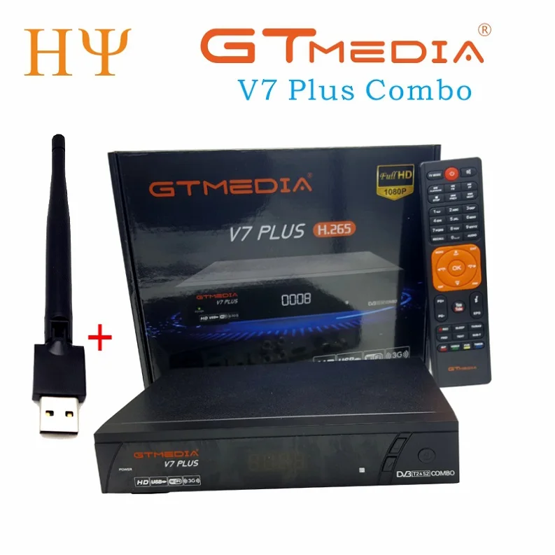 GTmedia V7 Plus Combo DVB-T2 DVB-S2 спутниковый ресивер Поддержка H.265 PowerVu Biss ключ Ccam Newam Youtube USB Wifi 1080P full HD - Цвет: V7 Plus With WiFi