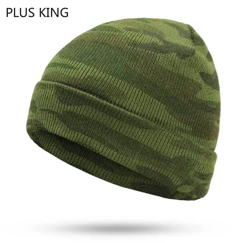 New Winter Hats Camouflage Beanie Hat Man Knitted Beanies for Men Green Bonet