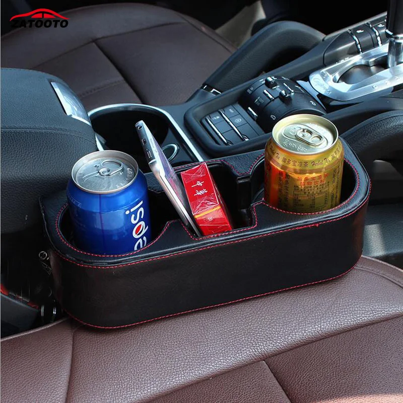 

Multifunction Leather Durable Car Vehicle Cup Drink Holder Phone Holder Car Storage Box Organizer Car Accessories