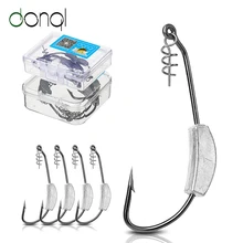 DONQL 5 шт./компл. широкая заводная рукоятка офсетная печать бронзовых морских рыболовных крючков Lead Jig Head крючки для мягкие приманки 2g-7g колючие рыболовные снасти