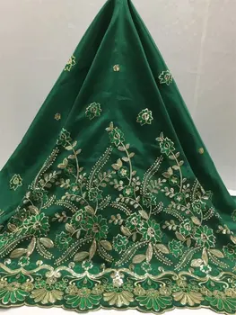

Hot Sale African Organza Lace Fabric High Quaity Green 3d Gold Sequins Fabric Embroidery Tulle Lace Fabric African Lace Party
