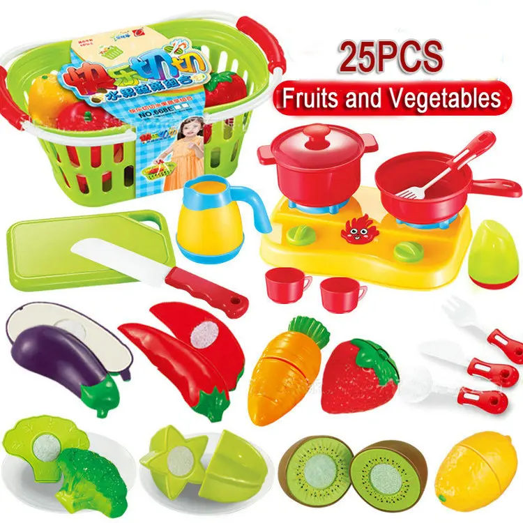 35 шт., игрушки для резки фруктов и овощей, миниатюрная еда, ролевые игры, Детские кухонные игрушки для детей, игрушки для девочек, развивающие игры - Цвет: 25PCS