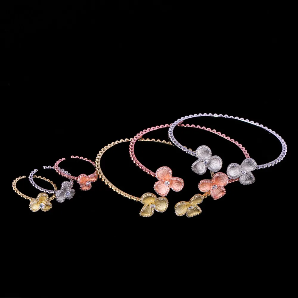 

MECHOSEN Exquisite Bangle Ring Sets Multicolor Flower Shape Full Zircon Jewelry Women Anniversary Engagement Bride Wedding Gifts