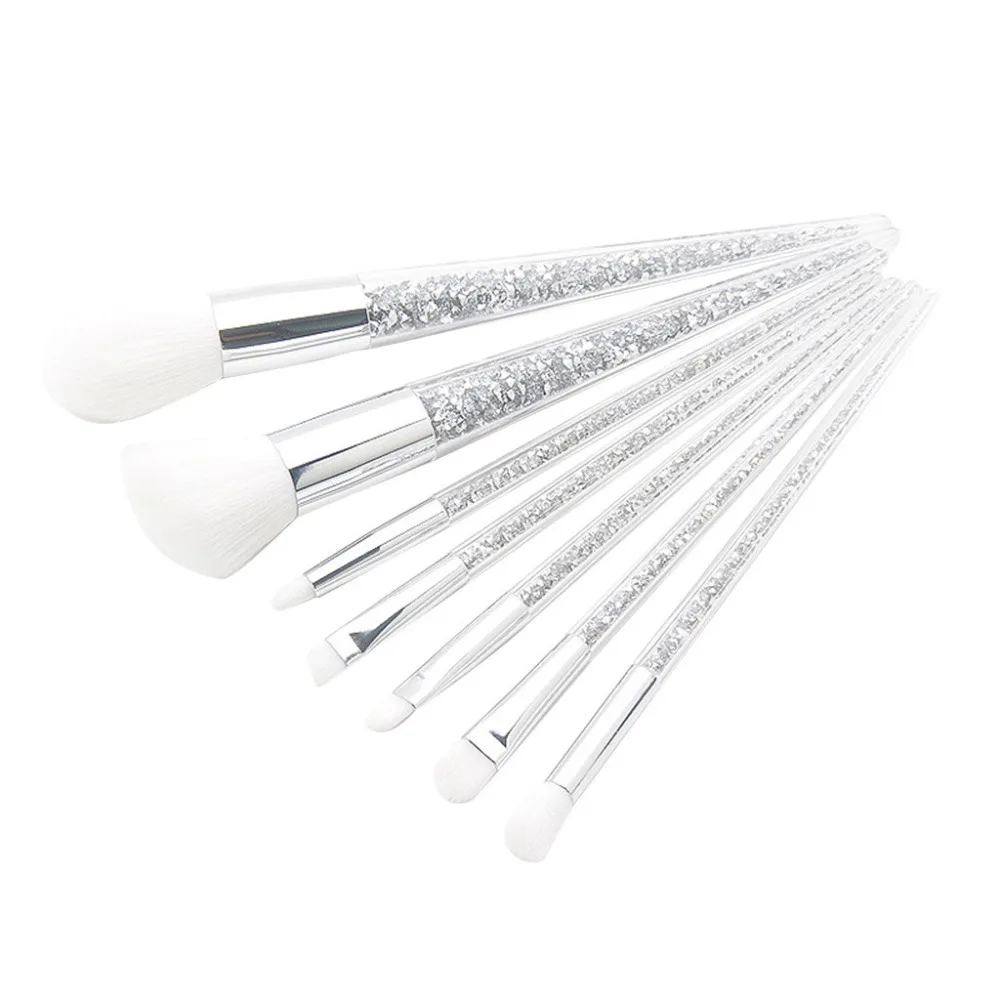 

ISHOWTIENDA Gorgeous Shining 7 Pcs Colored Plastic Granule Transparent Handle Cosmetic Brush Set Set Of Brushes Beauty Holder