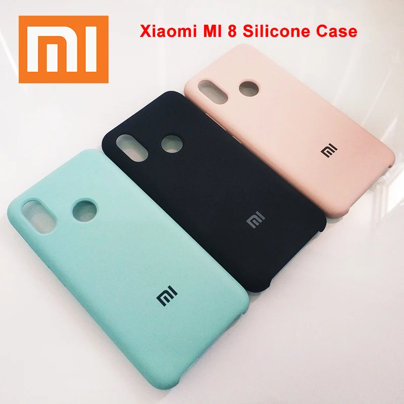 

Original Xiaomi Mi8 Mi 8 Silky Soft-Touch Finish Case Back Liquid Silicone Protective Cover for xiaomi mi 8 phone case with logo