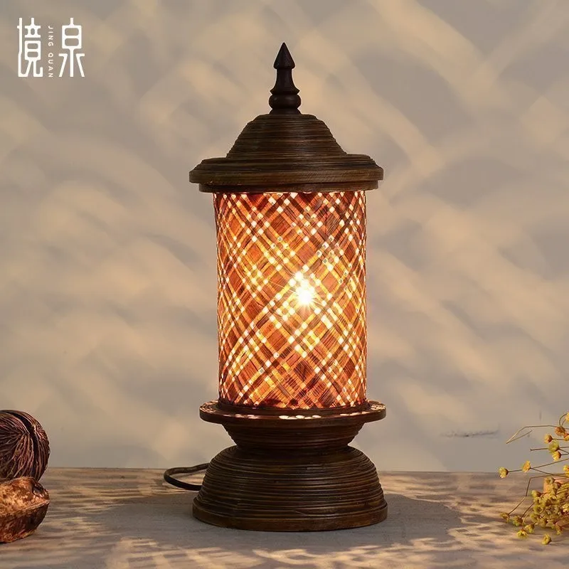 Бамбуковый арт бар Jingquan чайная настольная лампа китайское восстановление и