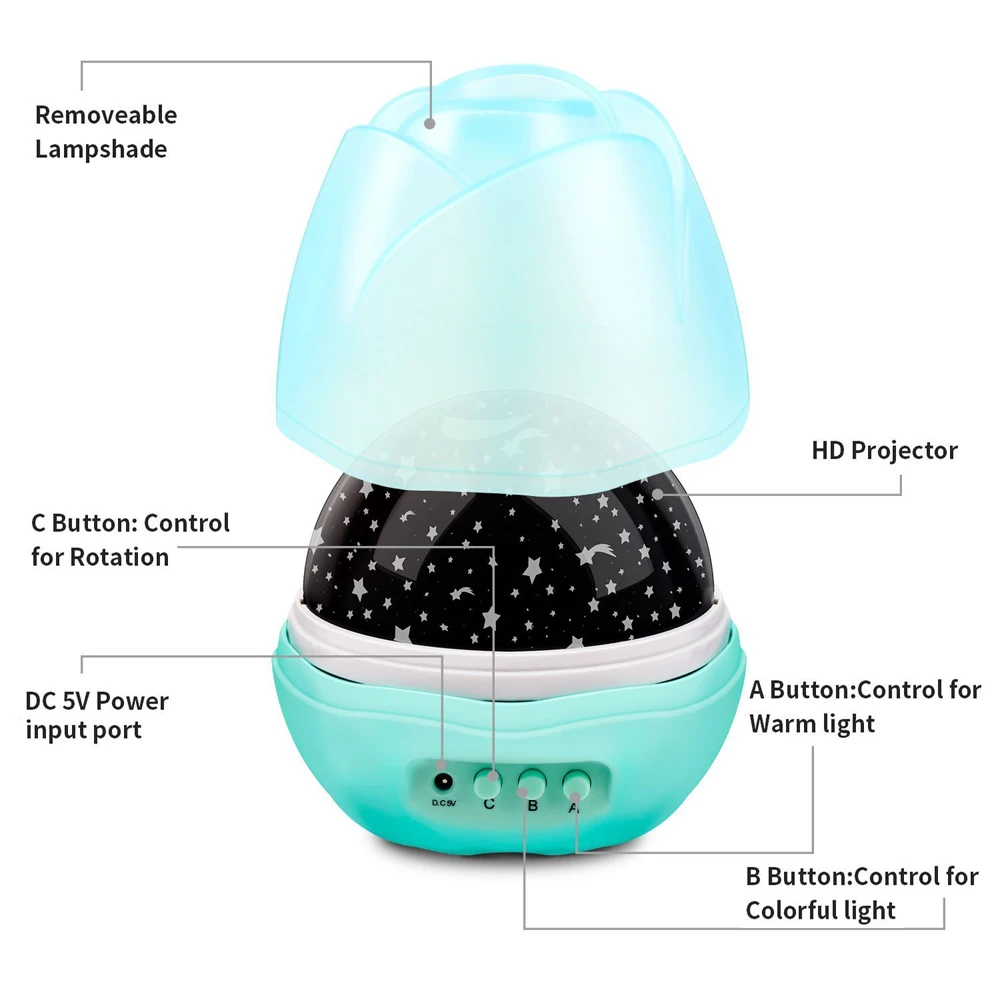 12 мягкий цветной светильник, Музыкальный проектор, Ночной светильник, вращающийся Звездный светодиодный светильник для детей, детская прикроватная лампа для детей и взрослых