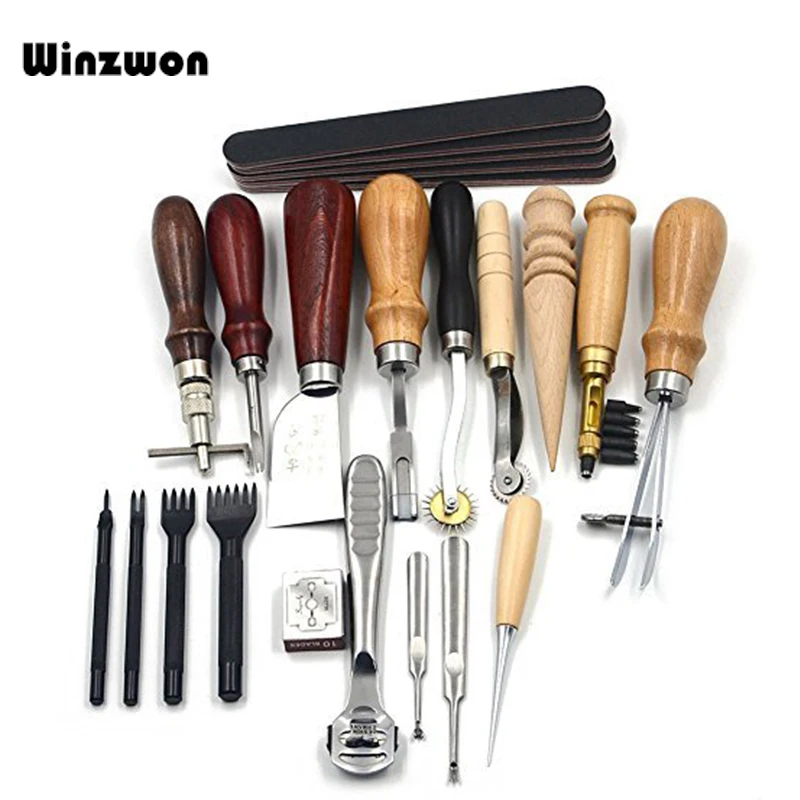 Kit Stitching Leather Craft Punch Tools Carving Working Sewing Saddle Groover