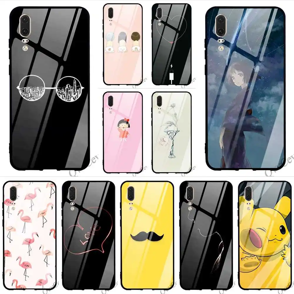 

Hybrid So Cute So Sweet Glass Phone Case for Huawei Honor 7A Pro Cover 10 9 Y6 Y9 P10 Lite P20 P Smart Mate 20 Cases Back