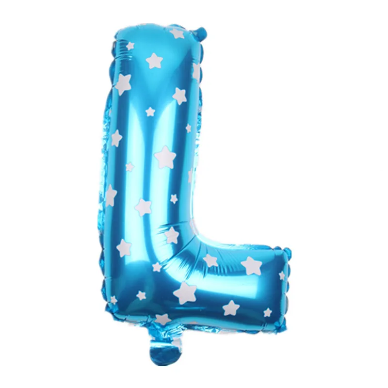 16-дюймовый шпилька алюминиевый небольшой воздушный шар буквы алфавита воздушные шары для дня рождения вечерние воздушные шары-синий - Цвет: L