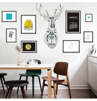 

Free Shipping Abstract Nordic Style Elk Deer Head Wall Stickers Creative Home Decor Art Removable W009
