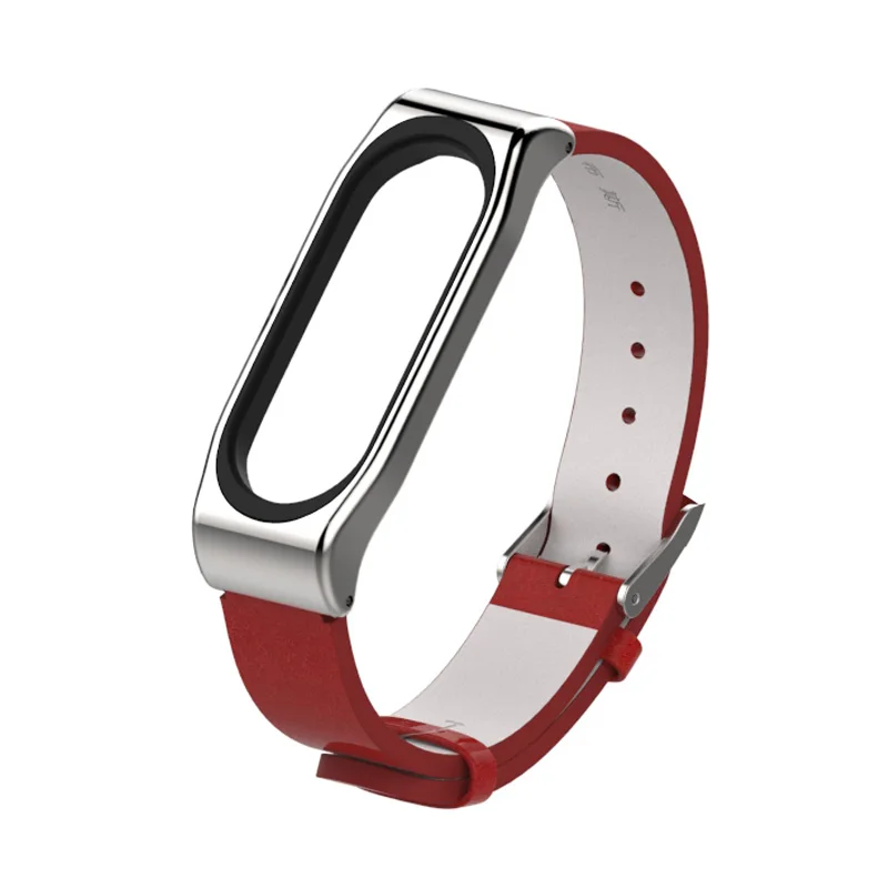 Ремешок Mijobs из искусственной кожи для Xiaomi Band 4, аксессуары для умных часов Miband 3, браслет для Xiaomi Band 4, браслет на запястье - Цвет: Red Silver