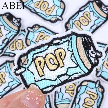 

10pcs/lot Iron On Drinks Patch Cartoon Embroidered POP Stickers DIY Clothing Badge Appliques for Bags Jeans Sweaters Decoration