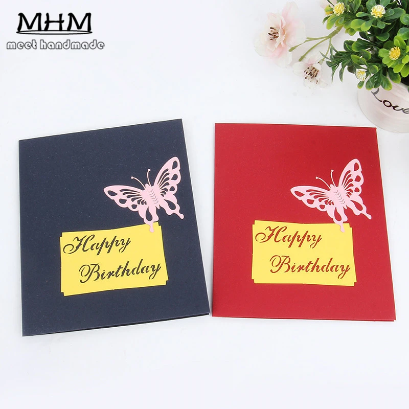  Wedding Invitation Card 5pcs/lot 3D Carved Happy Birthday Cake Laser Envelope No Blank Inner Sheet - 32812838867