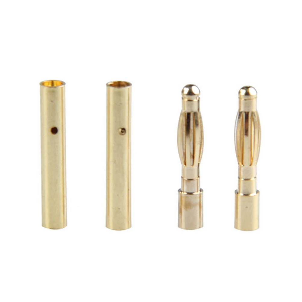 

10 pair/lot 2mm Gold Copper Brushless Motor Banana Plug Bullet Connector Plated For ESC Battery