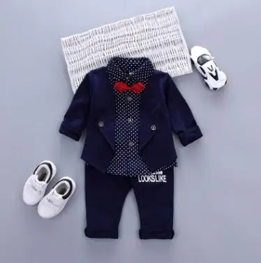 

2020 Autumn New Gentlemen Boy Clothes Toddler Boy Costume Kids Jacket clothes Set Baby Boy Clothes Fake 2PCS Tops outfits